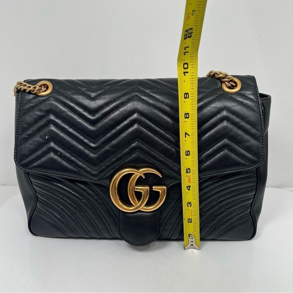 GUCCI Large Marmont Matelasse Shoulder Bag Black 498090 - Picture 10 of 16